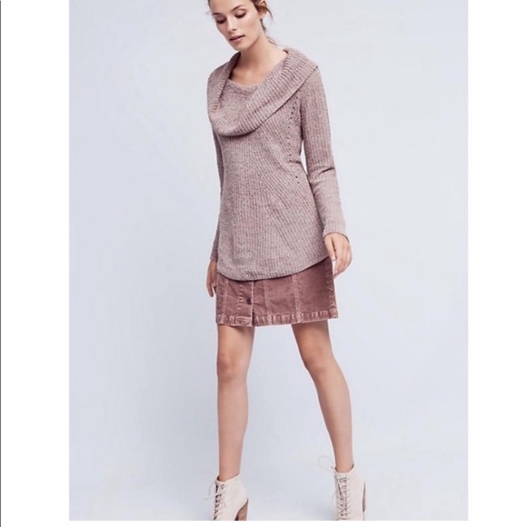 NWT Anthropologie Moth Taupe Chenille Lucerne Cowl Neck Sweater Small - Picture 3 of 15
